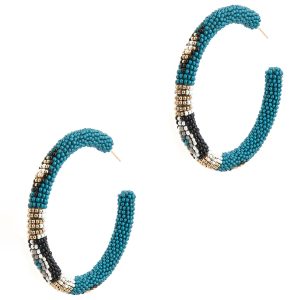 Handmade Mishita Earrings in teal color