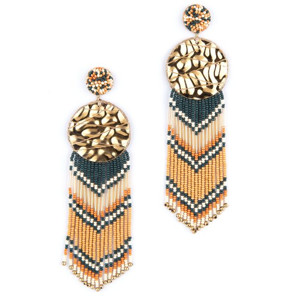 Deepa by Deepa Gurnani Hand Embroidered Sameena Earrings in Copper color