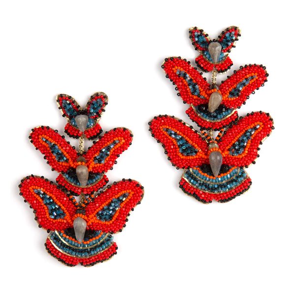 Deepa Gurnani Handmade Rainey Butterfly Earrings Red