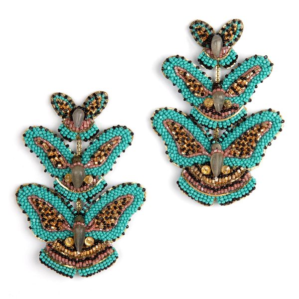 Deepa Gurnani Handmade Rainey Butterfly Earrings Turquoise